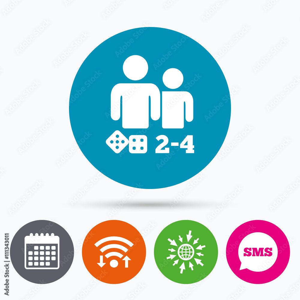 Board games sign icon. 2-4 players symbol. Board games sign icon. 2-4 players symbol.