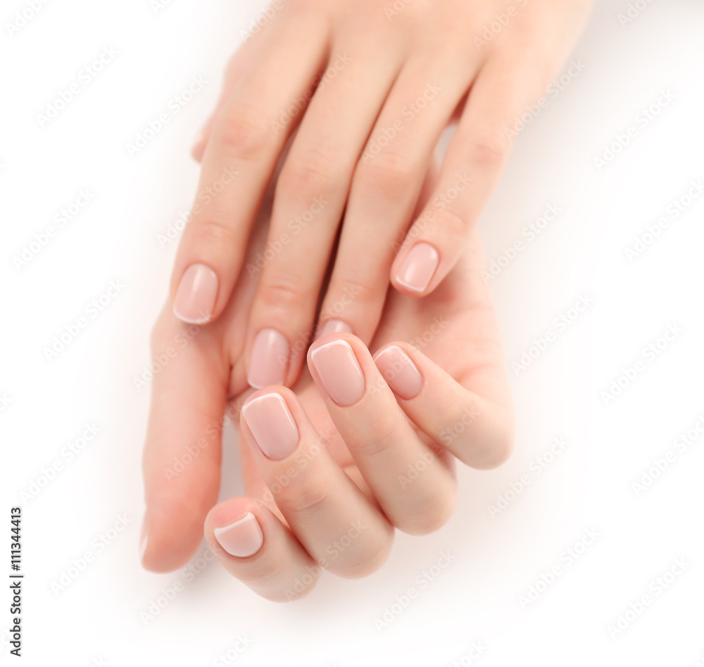 Woman hands with beautiful manicure isolated on white background Woman hands with beautiful manicure isolated on white background