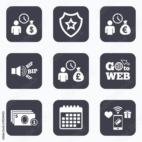 Bank loans icons. Cash money symbols.