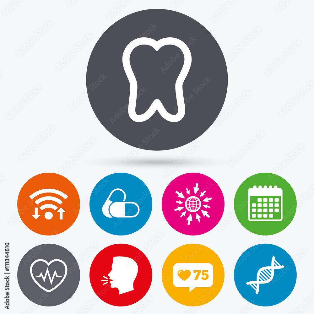 Medical icons. Pills, tooth, DNA and Cardiogram. Medical icons. Pills, tooth, DNA and Cardiogram.