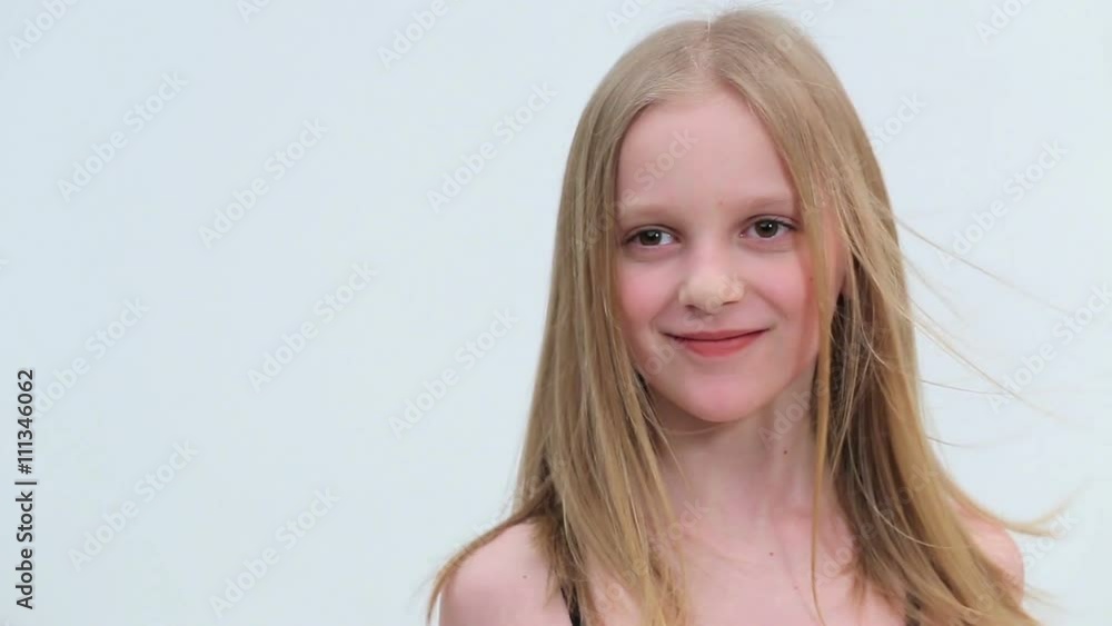 Beautiful girl blonde with brown eyes, Cheerful smile emotions and antics on camera Beautiful girl blonde with brown eyes, Cheerful smile emotions and antics on camera