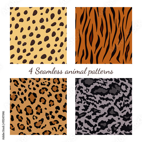 Set of seamless animal patterns