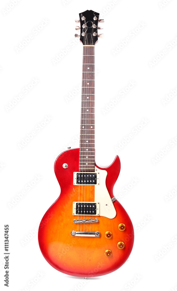Naklejka premium Electric guitar, isolated on white