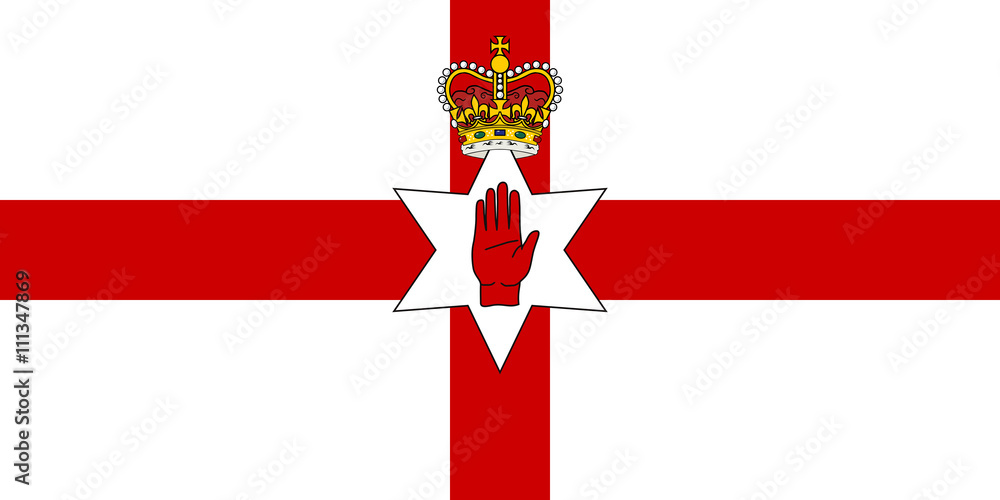 Flag of Northern Ireland (the Ulster banner) authentic version - obrazy, fototapety, plakaty 