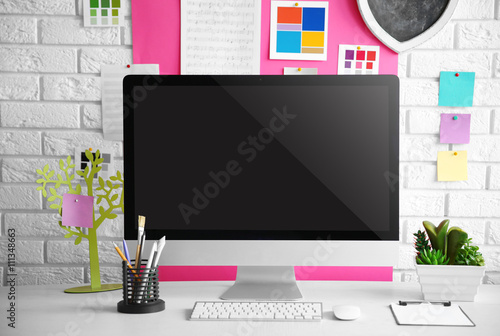 Stylish bright workplace of...