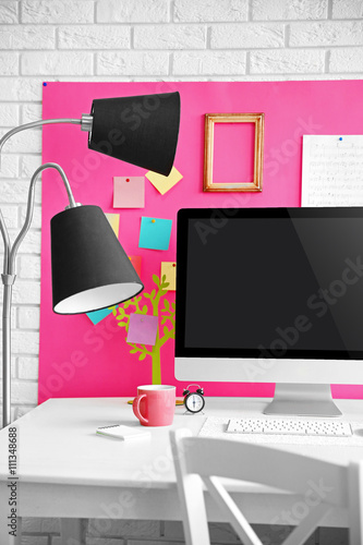 Stylish bright workplace of...