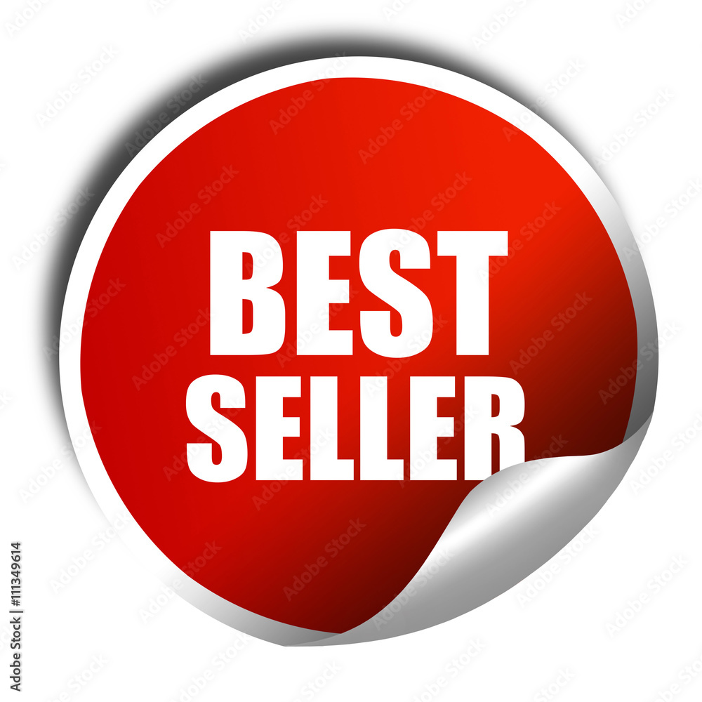 best seller, 3D rendering, red sticker with white text best seller, 3D rendering, red sticker with white text