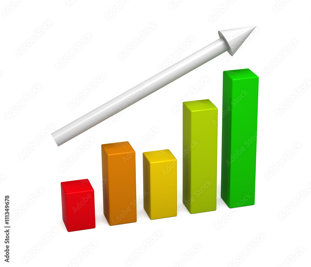 3D colorful graph. Concept growth. 3D colorful graph. Concept growth.
