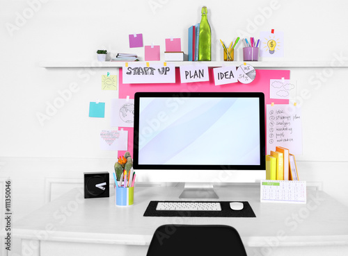Stylish workplace with comp...
