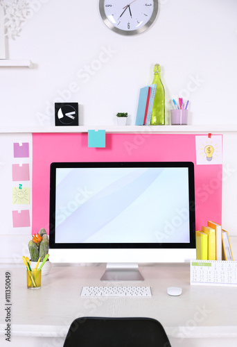 Stylish workplace with comp...