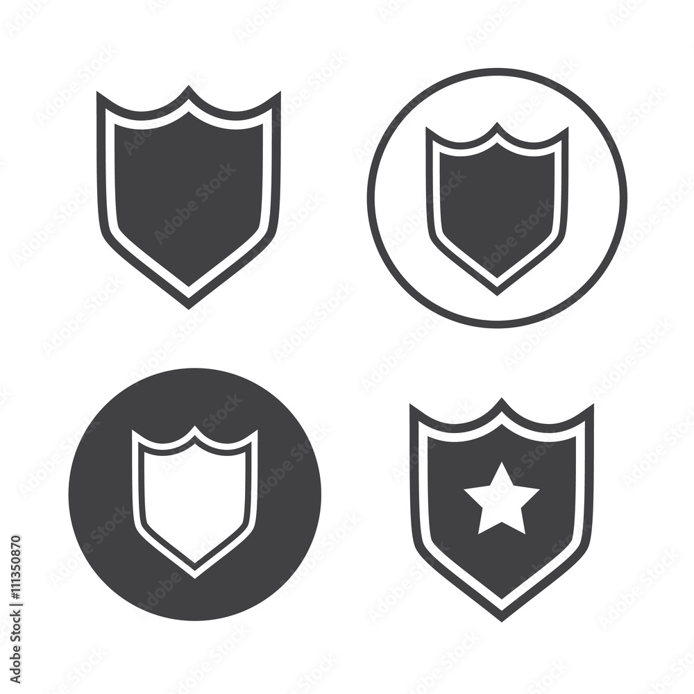 Shield icons set vector illustration. Shield black logo. Shield icons sign