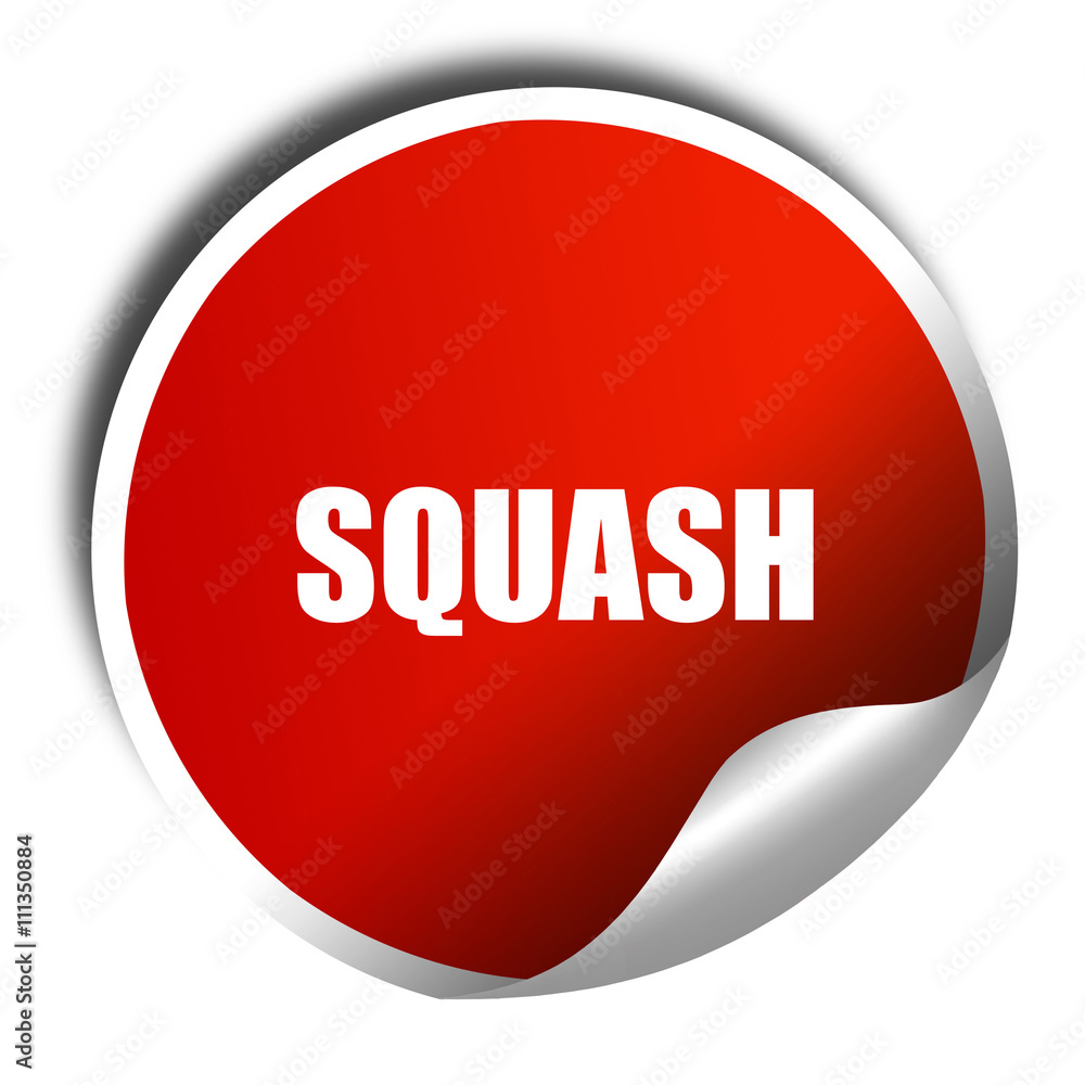 squash sign background, 3D rendering, red sticker with white tex squash sign background, 3D rendering, red sticker with white tex