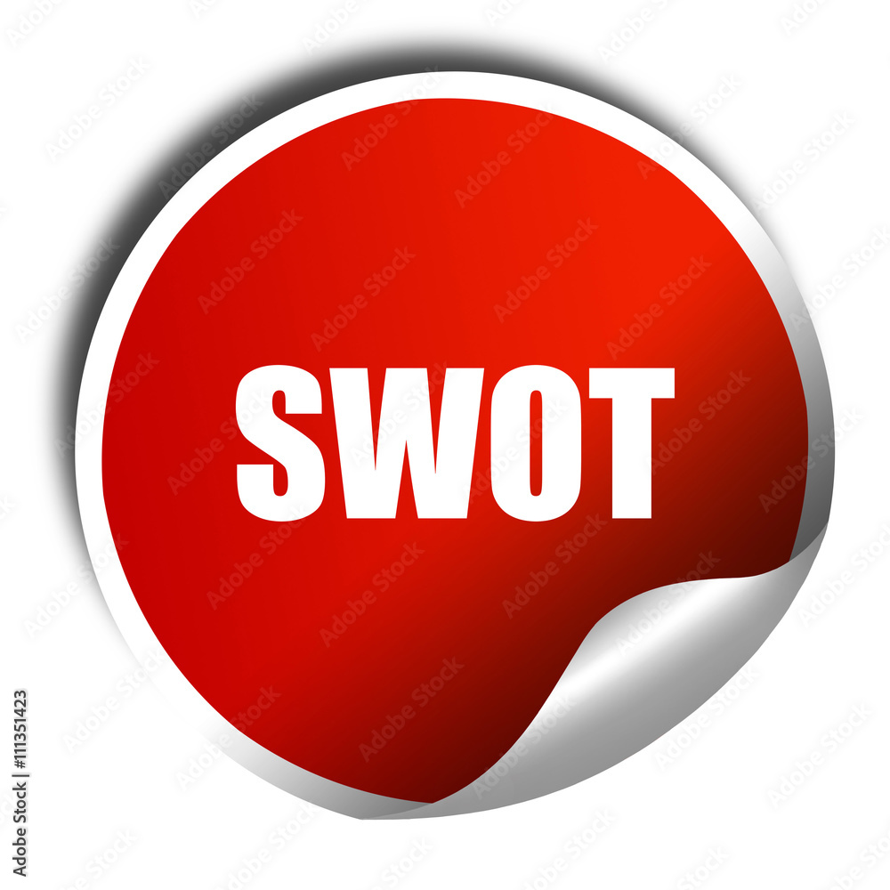 swot, 3D rendering, red sticker with white text swot, 3D rendering, red sticker with white text