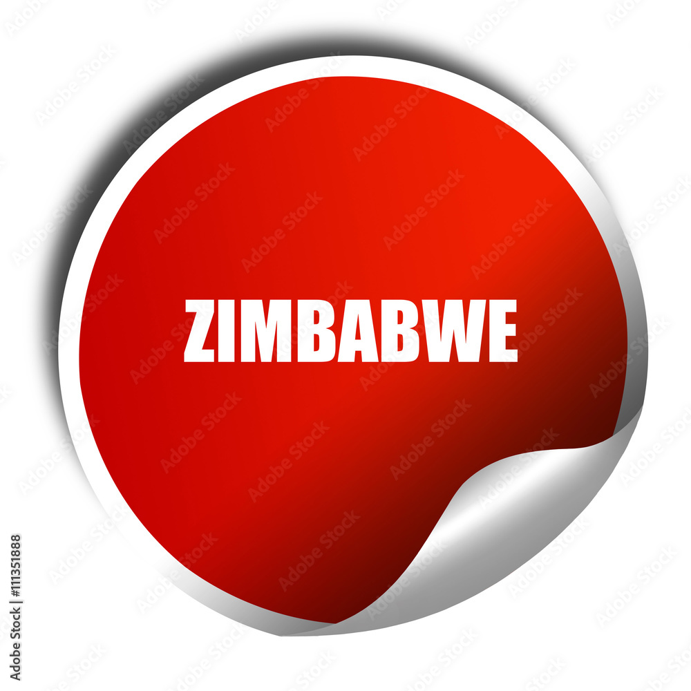 zimbabwe, 3D rendering, red sticker with white text zimbabwe, 3D rendering, red sticker with white text