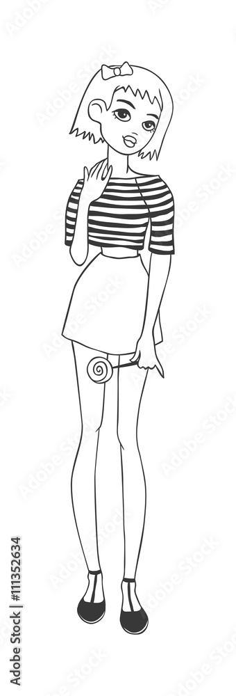 Sketch girl vector illustration. Sketch girl vector illustration.