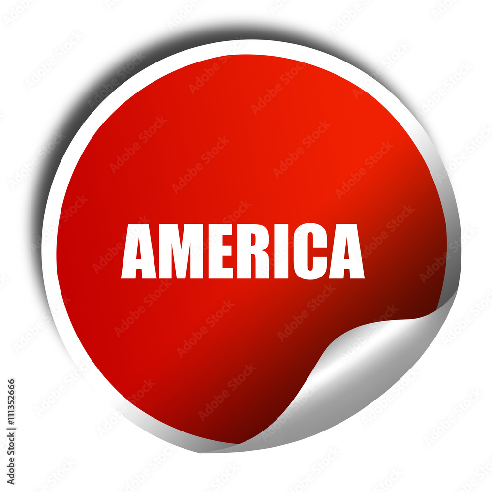 Greetings from america, 3D rendering, red sticker with white tex Greetings from america, 3D rendering, red sticker with white tex