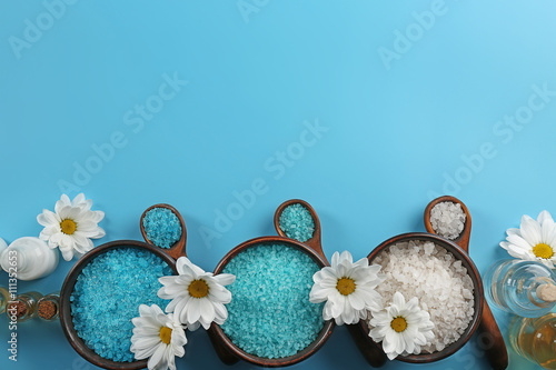 Spa composition on blue background photo