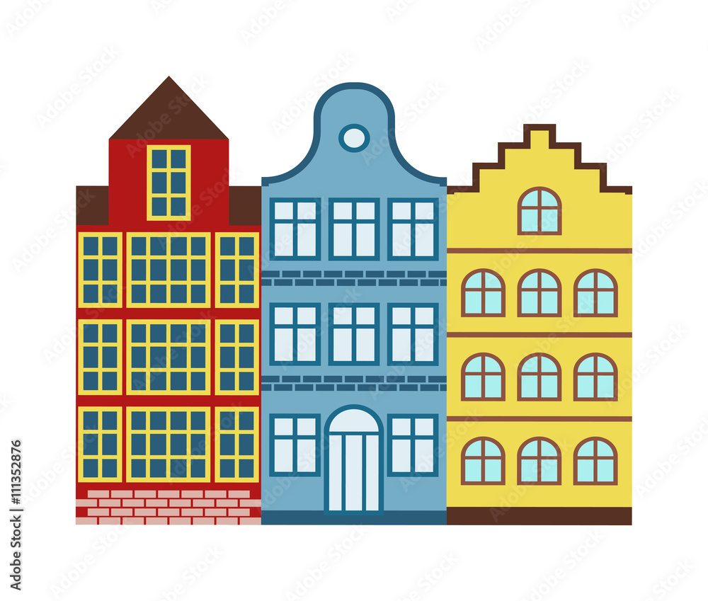 European houses vector illustration.