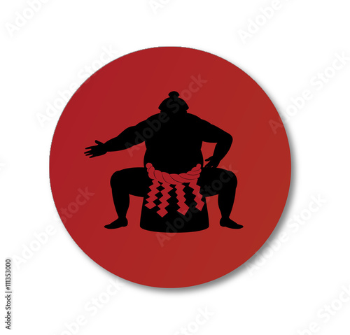 Sumo wrestler and japanese national flag .vector art