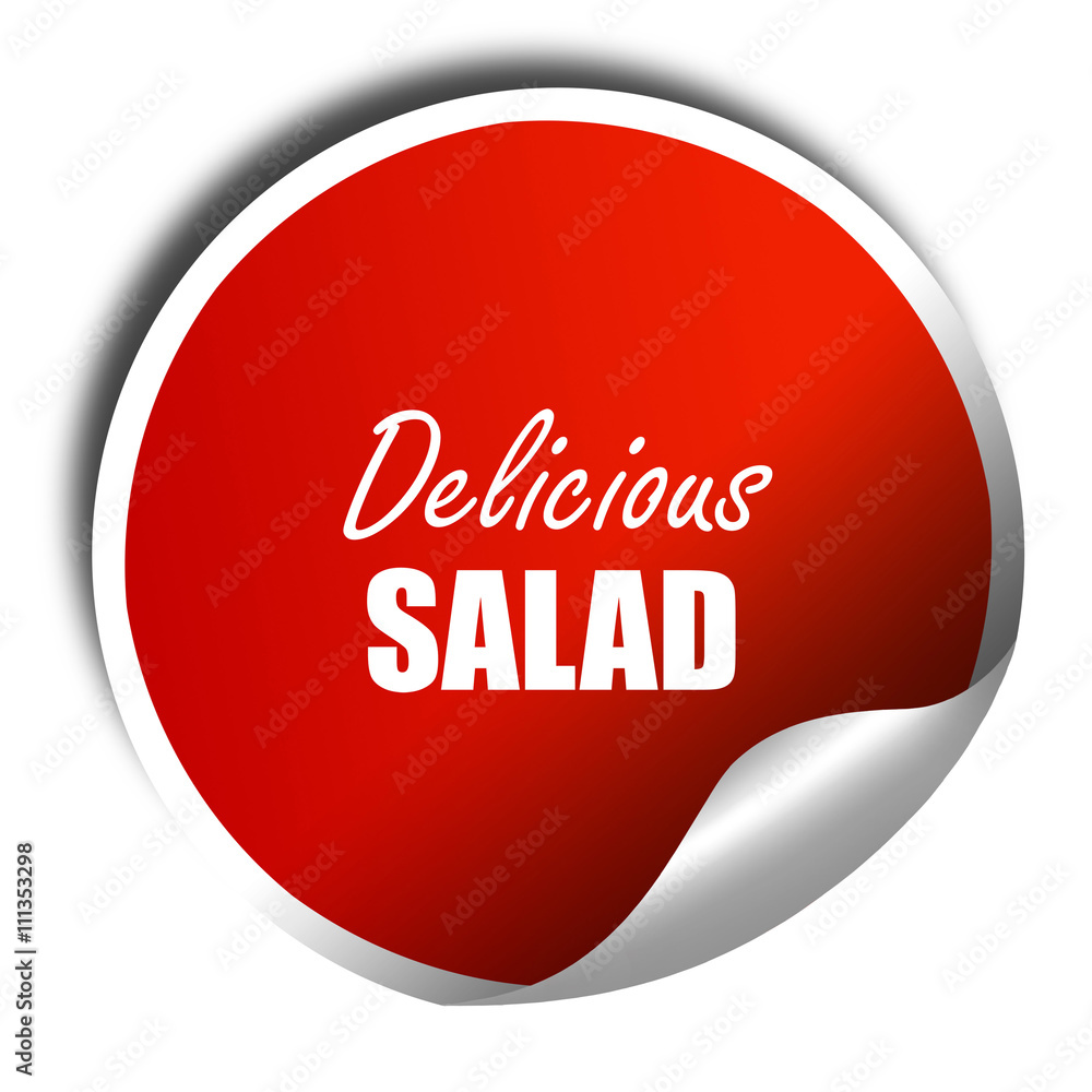 Delicious salad sign, 3D rendering, red sticker with white text Delicious salad sign, 3D rendering, red sticker with white text
