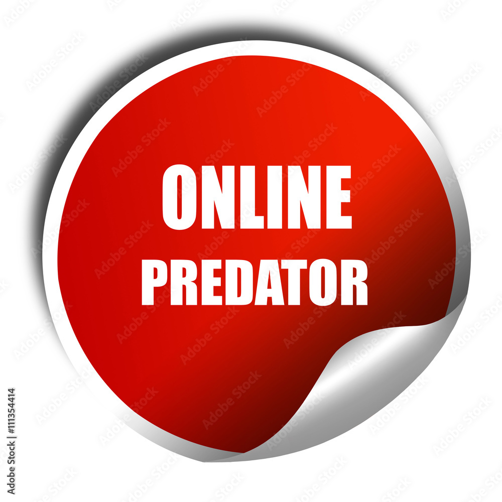 online predator background, 3D rendering, red sticker with white online predator background, 3D rendering, red sticker with white