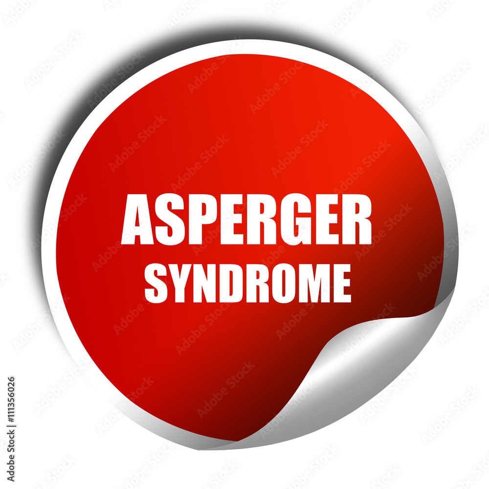 Asperger syndrome background, 3D rendering, red sticker with whi Asperger syndrome background, 3D rendering, red sticker with whi