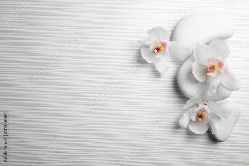 Beautiful spa composition on light wooden background