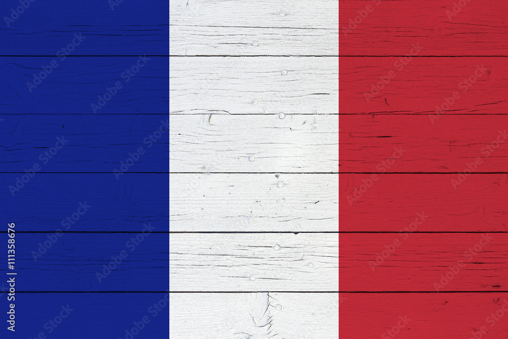 Flag of France on wooden background