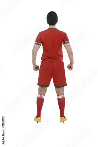 Back view of male soccer player