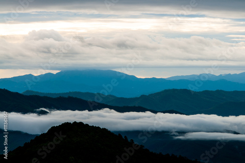 Soft focus of fog and cloud on the mountain.background