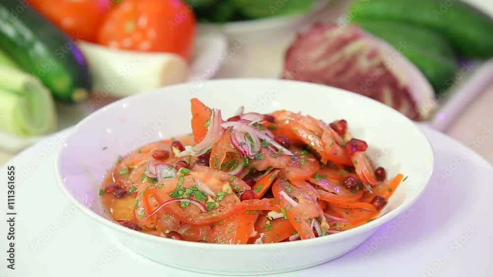 Fresh healthy salad with tomatoes and onions Fresh healthy salad with tomatoes and onions