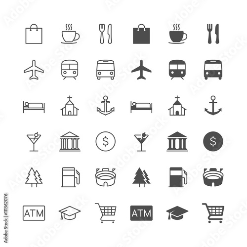 Map and location icons, included normal and enable state.