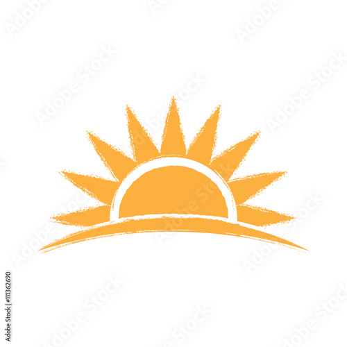 Sunrise hand drawn logo. Vector graphic illustration