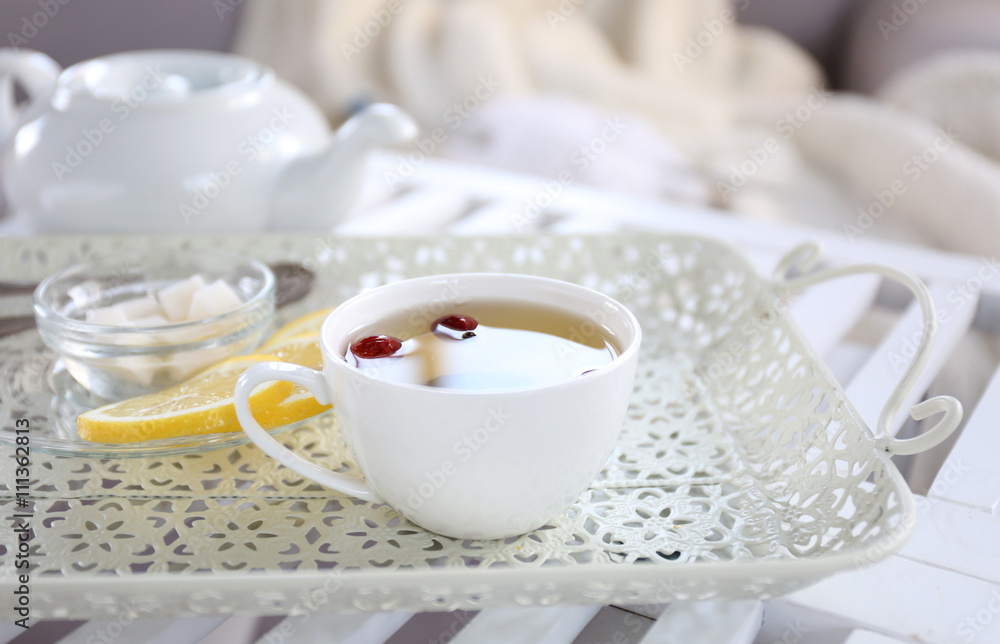 Fototapeta premium Tea set on the tray