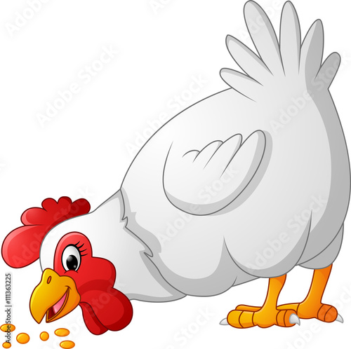 cartoon chicken eating seeds