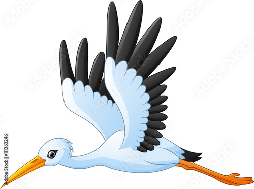 Cartoon stork flying