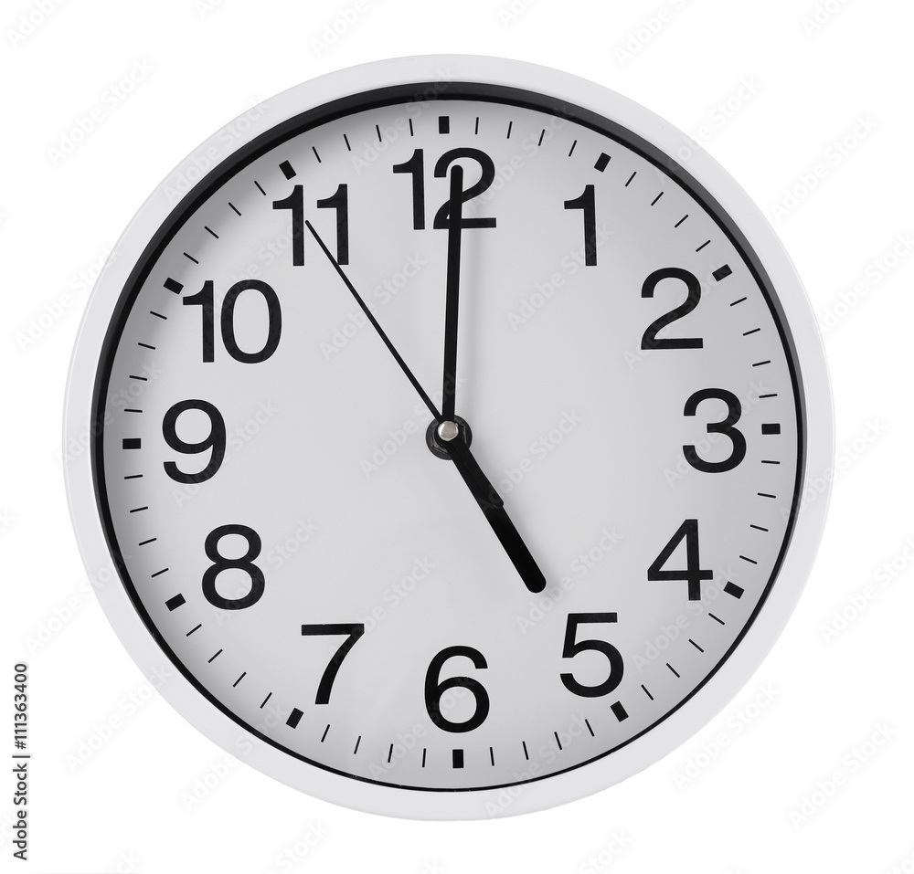 Round wall clock, isolated on white Round wall clock, isolated on white