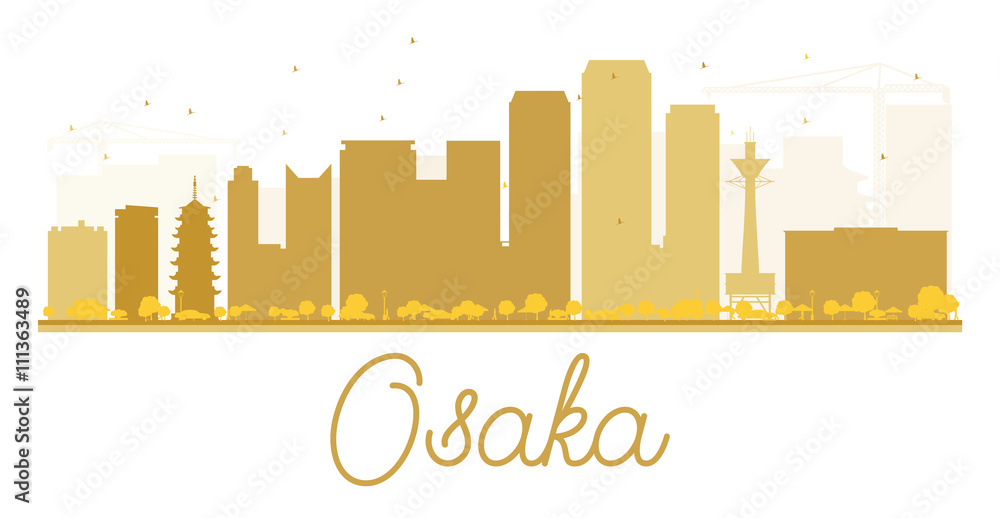 Fototapeta premium Osaka City skyline golden silhouette.