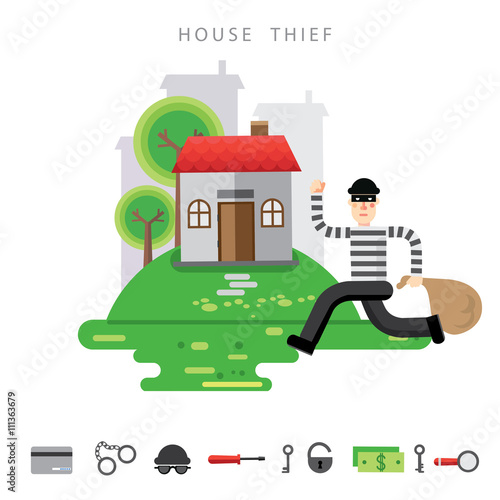 Theft Insurance Colourful Vector Illustration flat style
