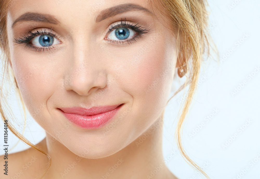 Portrait of beautiful woman on white background Portrait of beautiful woman on white background