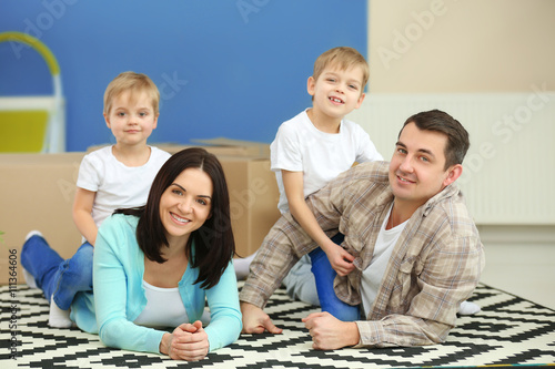 Moving concept. Happy famil...
