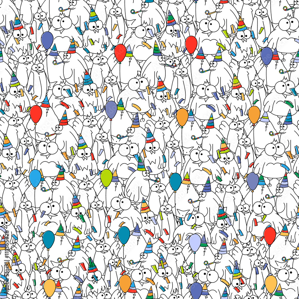 Happy birthday seamless pattern. Cartoon funny bird. Happy birthday seamless pattern. Cartoon funny bird.