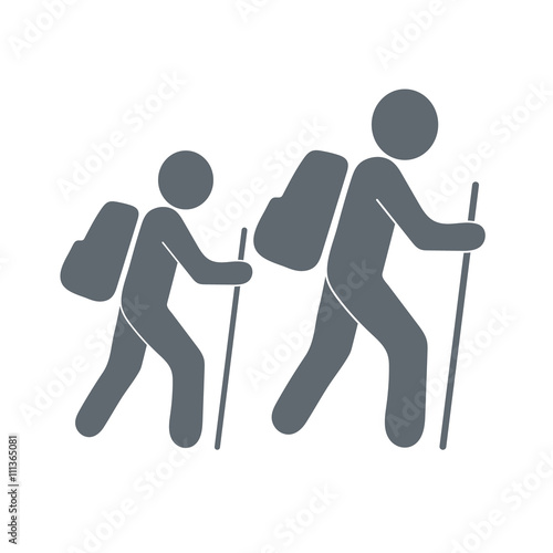 Hiking tourists icon