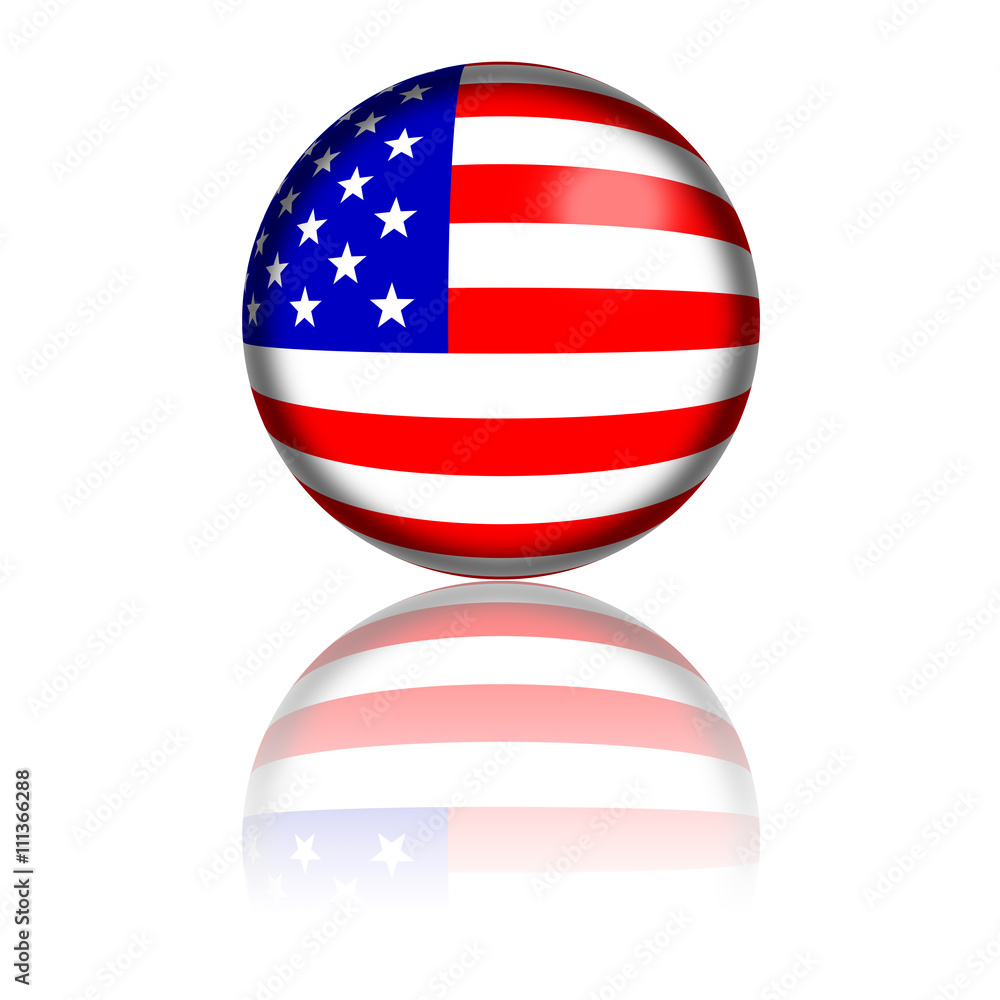 USA Flag Sphere 3D Rendering