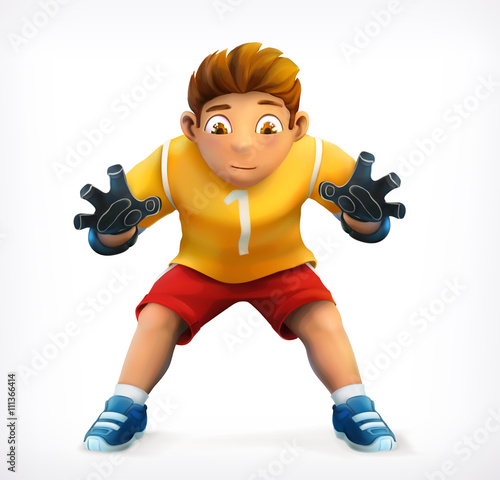 Little goalkeeper, vector icon