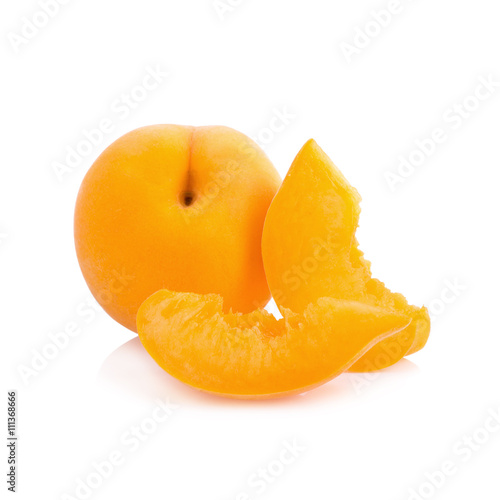 Ripe peach fruit isolated on white background