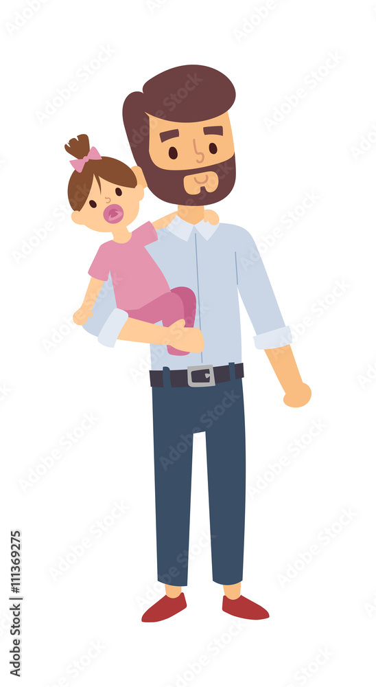 Father and daughter vector illustration.