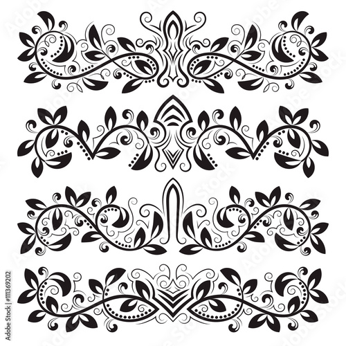 Design ornamental elements and vintage headline decorations set.