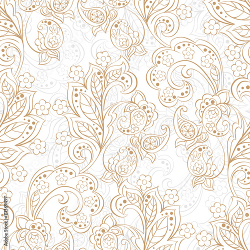 Seamless Paisley pattern in indian style. Floral vector illustration