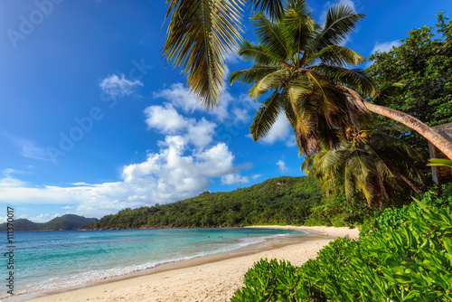 Beautiful beach Anse Intendance at Seychelles  Mahe. Fashion travel and tropical beach concept